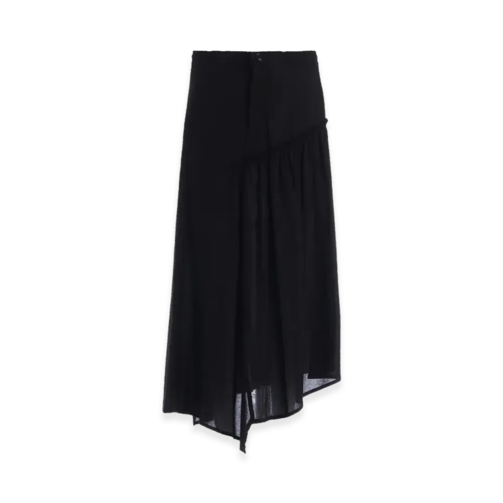Y's Cotton Voile Viyella Gathered Skirt "Black"