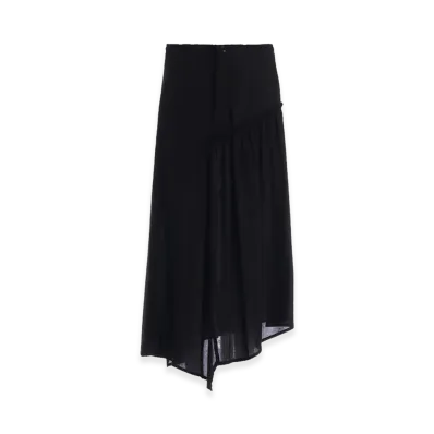 Y's Cotton Voile Viyella Gathered Skirt "Black"