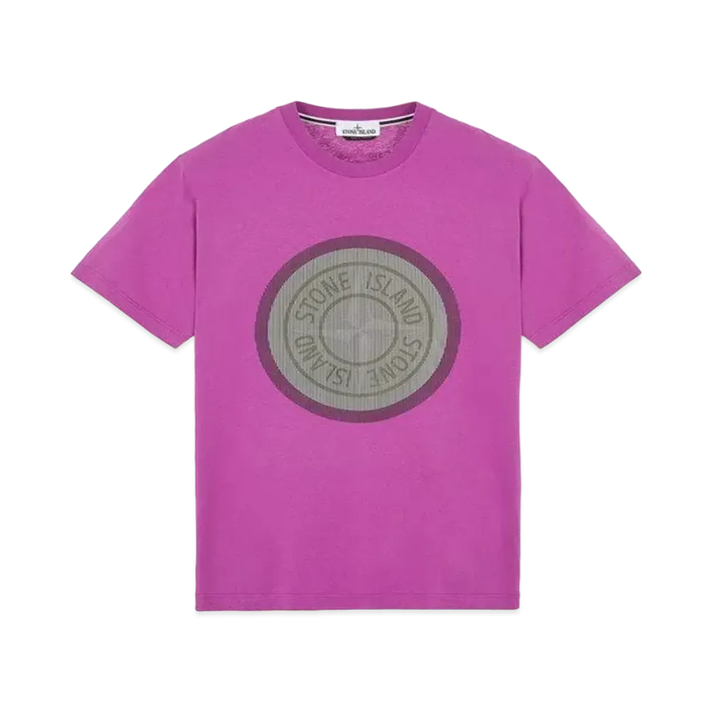 Stone Island 2NS89 COTTON JERSEY, 'LENTICULAR TWO' PRINT_SLIM FIT "Magenta"