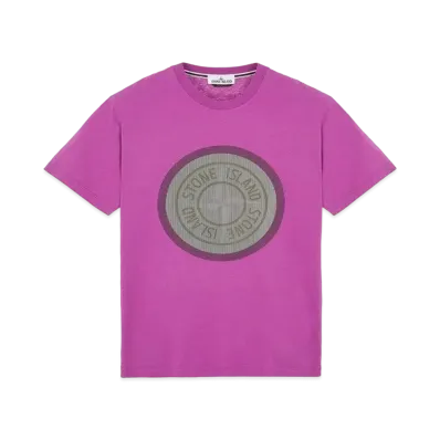 Stone Island 2NS89 COTTON JERSEY, 'LENTICULAR TWO' PRINT_SLIM FIT "Magenta"