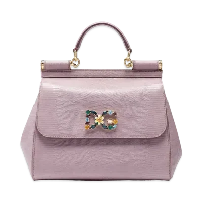Dolce&Gabbana Sicily Bag Medium Calfskin Ig Anapropy Logo Patch DG Crystal "Pink"