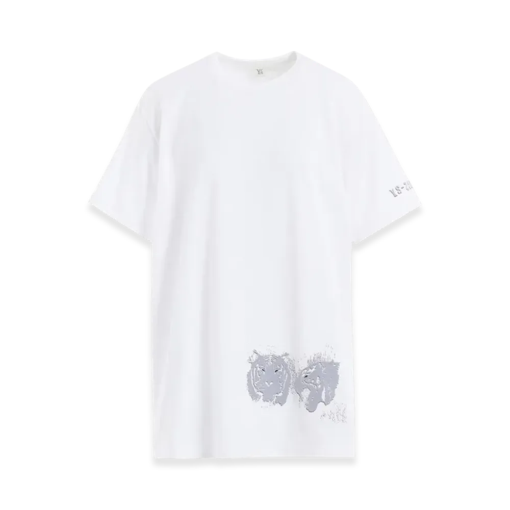 Y's Animal Flocked Print Round Neck Short Sleeve T (Tiger) "Off White"