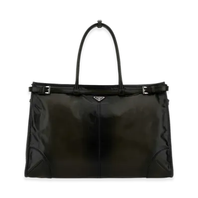 PRADA Leather Bonnie Shopping Bag "Dark Green"