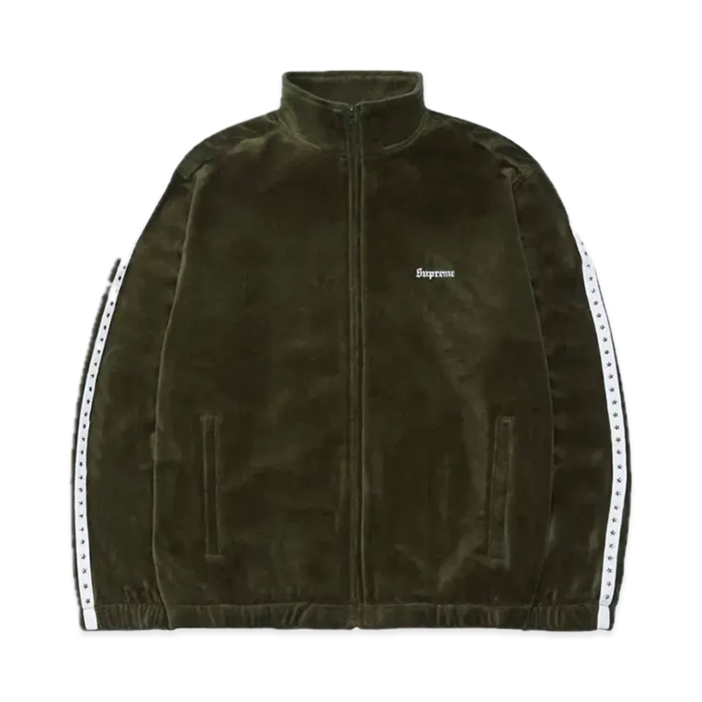 Supreme Studded Velour Track Jacket "Olive"