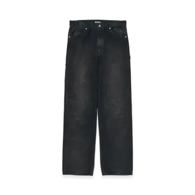 AURALEE Product Dyed Organic Cotton Duck Painter Pants "Faded Black"