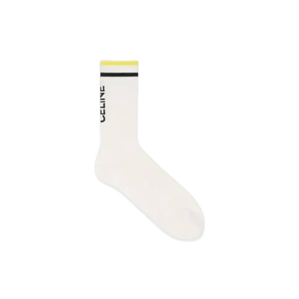 CELINE Socks In Striped Cotton "White/Yellow"