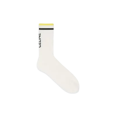 CELINE Socks In Striped Cotton "White/Yellow"