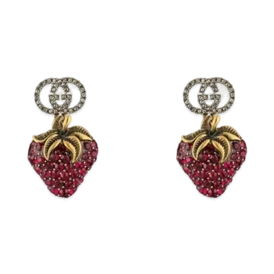 GUCCI Strawberry Drop Earrings "Red"