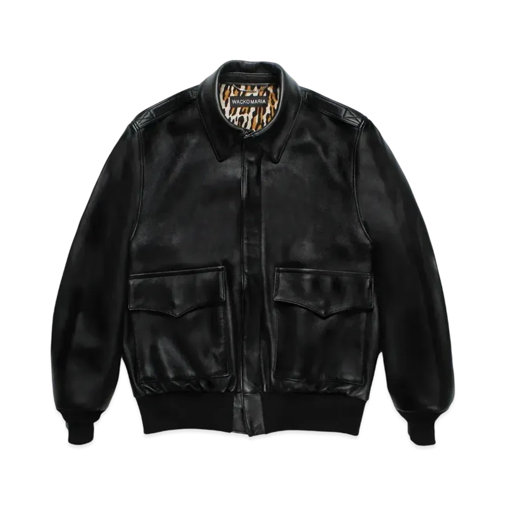 WACKO MARIA Leather A-2 Flight Jacket "Black"