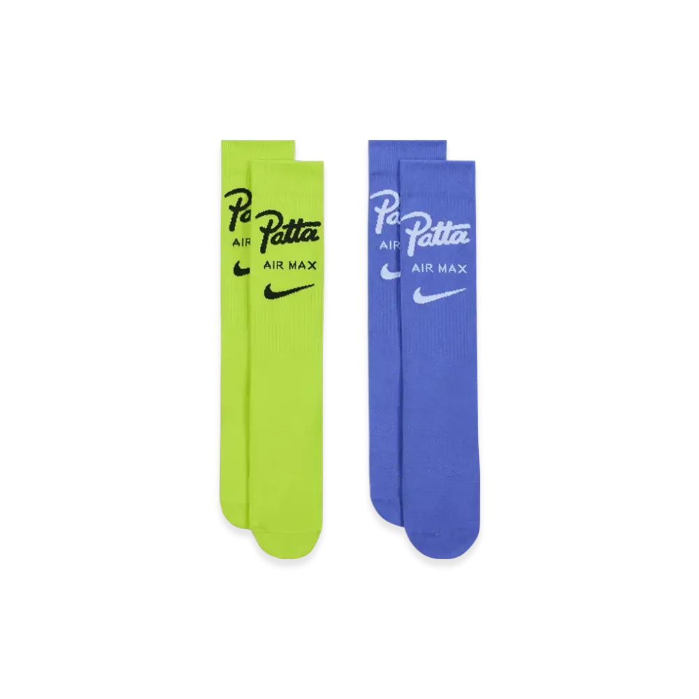 Nike x Patta Crew Socks (2 Pairs) "Lime/Blue"