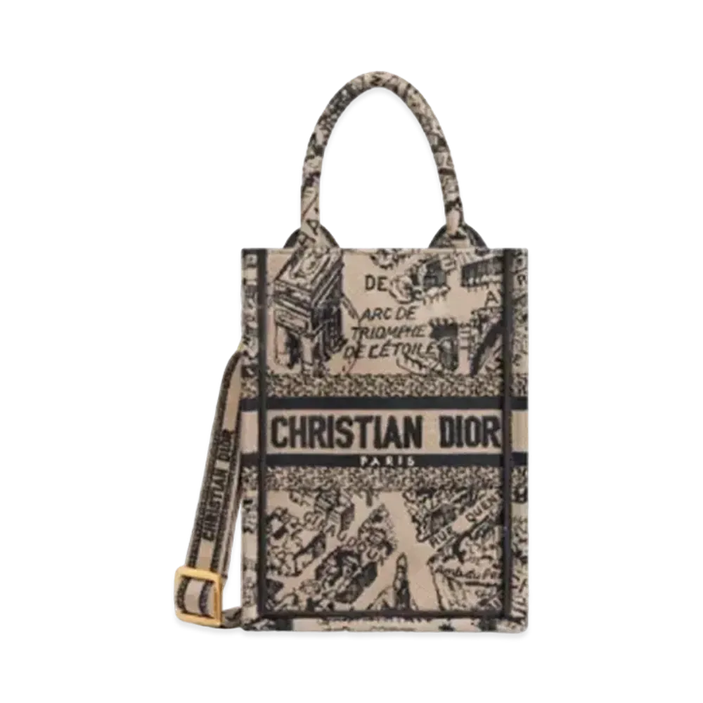 Dior Book Tote Mini Phone Bag Plan Paris "Beige/Black"