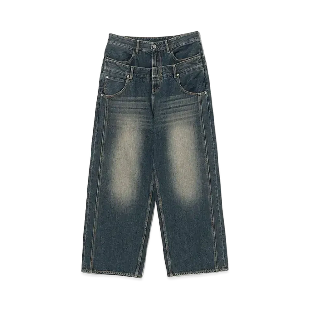 BEAMS FUTURE ARCHIVE Layered Baggy Denim "Dusty Indigo"