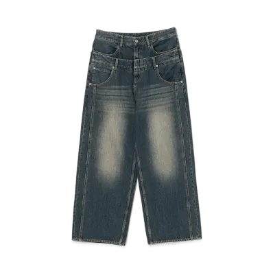 BEAMS FUTURE ARCHIVE Layered Baggy Denim "Dusty Indigo"