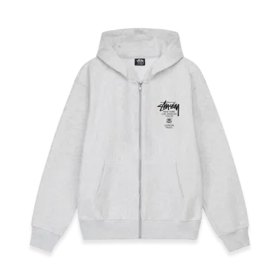 Stussy World Tour Zip Hoodie 2023 "Ash Heather"
