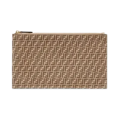 FENDI Flat Slim Clutch Medium Leather "Beige"