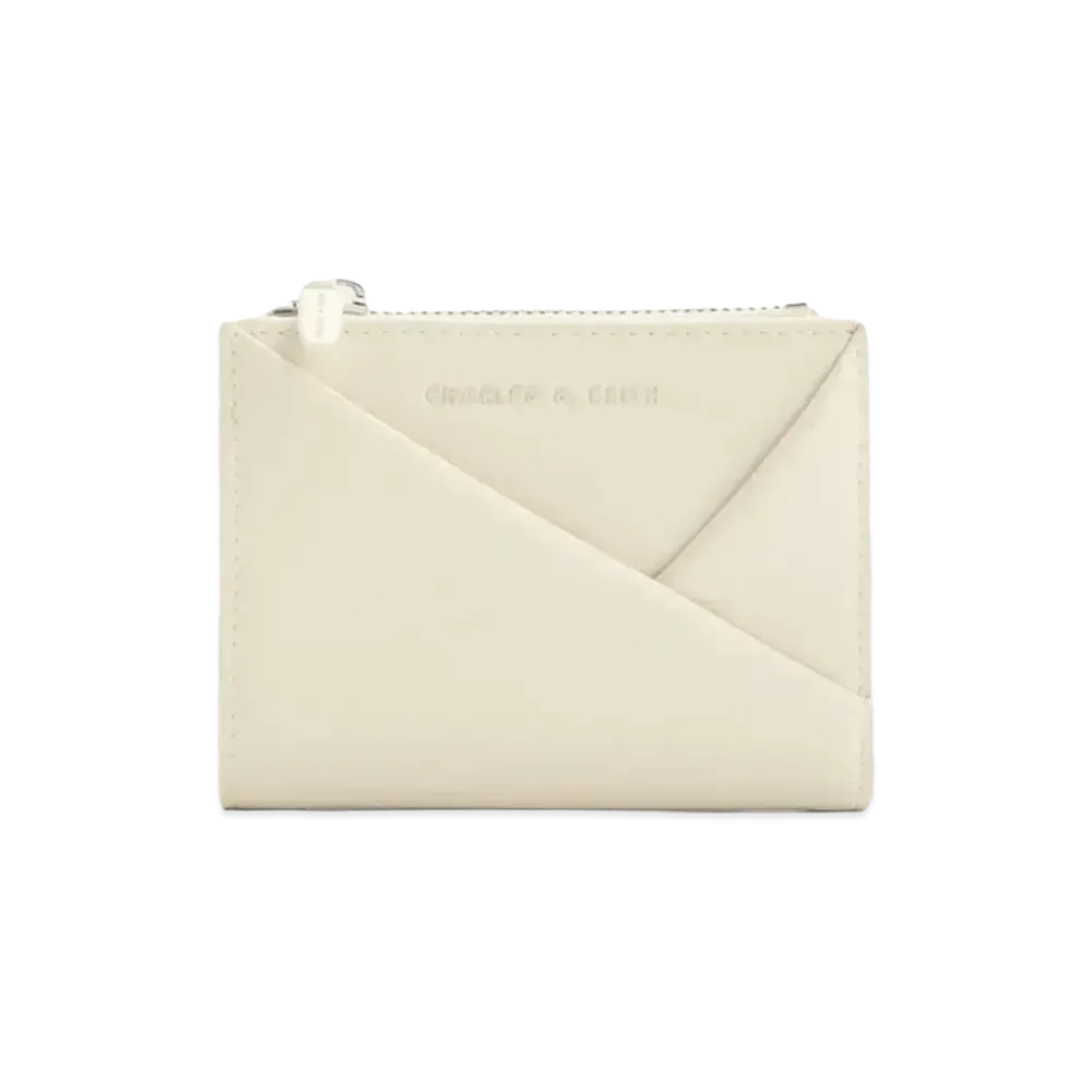 CHARLES & KEITH Midori Geometric Top Zip Wallet "Cream"