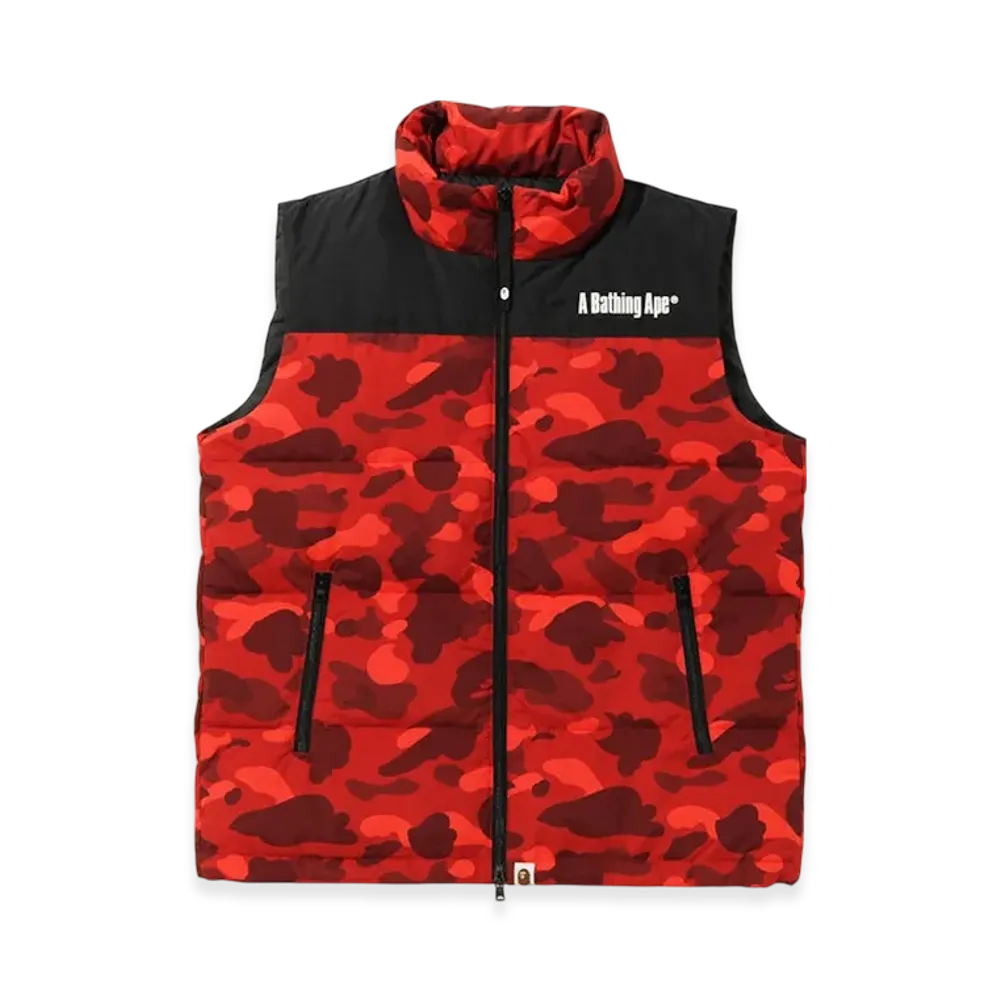 A BATHING APE Color Camo Down Vest "Red"