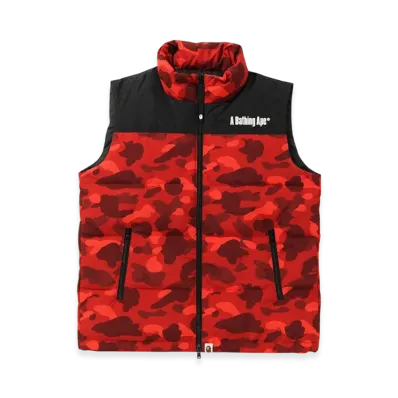 A BATHING APE Color Camo Down Vest "Red"
