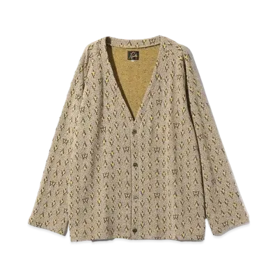 Needles V Neck Cardigan - C/An Papillon&Floral Jq. "Yellow/Navy"