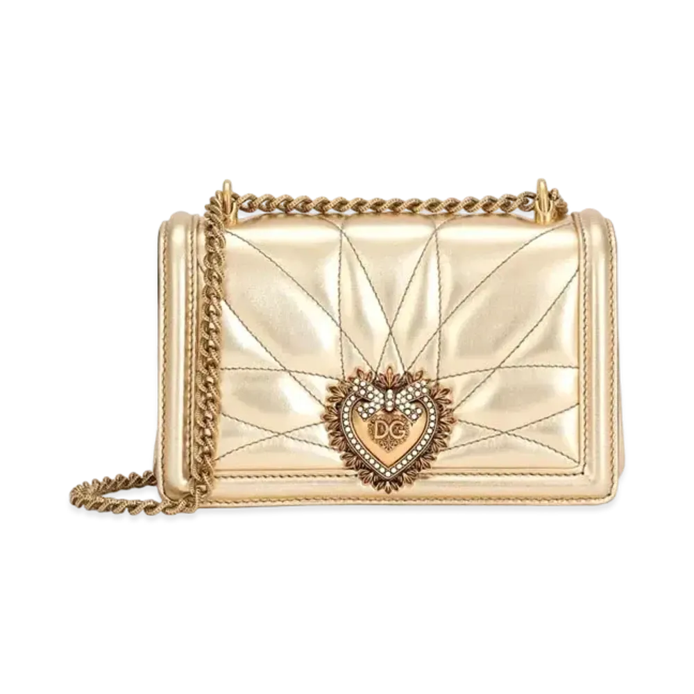 Dolce&Gabbana Devotion Crossbody Bag Small Matrasse More Lenapa Leather "Gold"