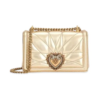 Dolce&Gabbana Devotion Crossbody Bag Small Matrasse More Lenapa Leather "Gold"