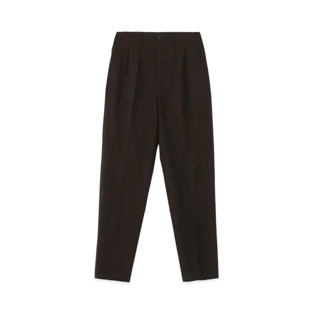Yohji Yamamoto Pour Homme COSTUME D'HOMME WOOL SOFT 2TUCK PANTS "Dark Brown"