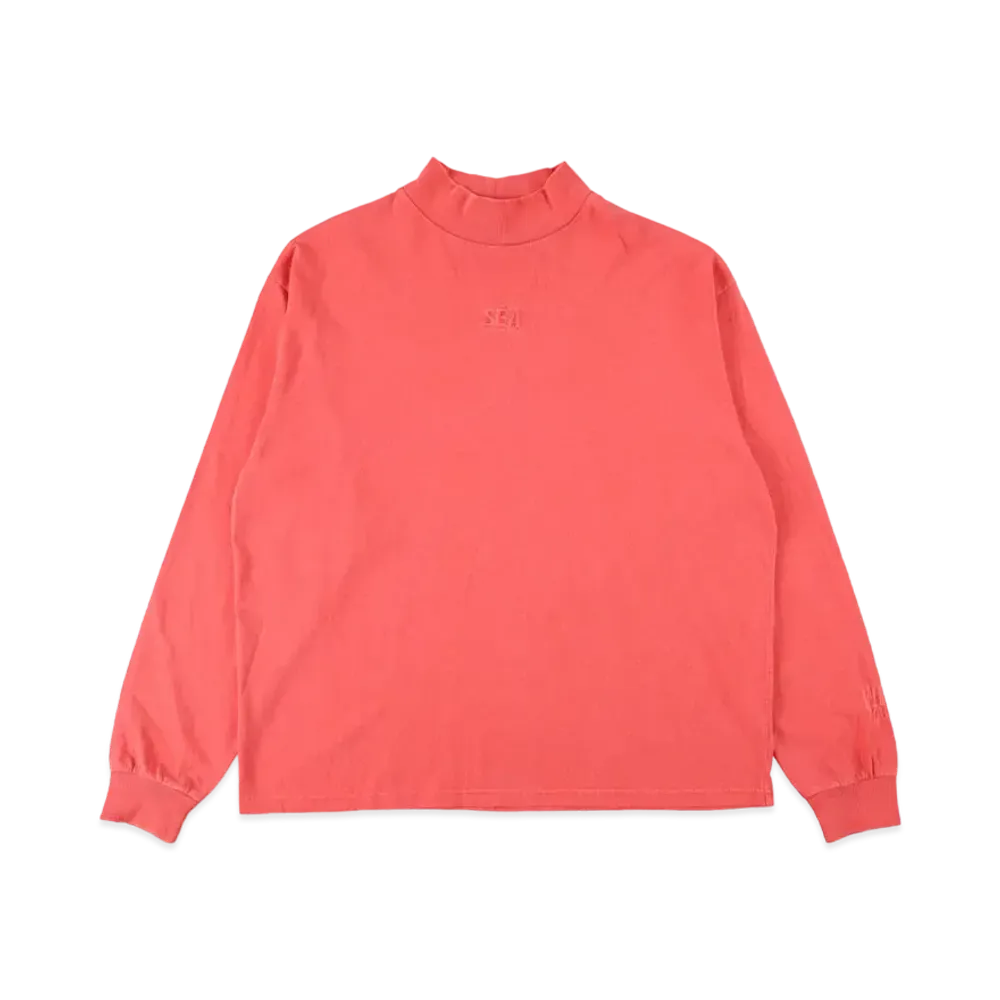WIND AND SEA SEA (PIGMENT-DYE) L/S MOCKNECK T-SHIRT "Red"