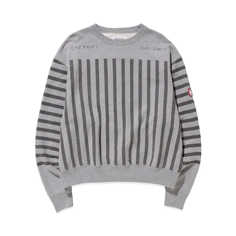 Cav Empt (C.E) STRIPE PRINT CREW NECK "Grey"