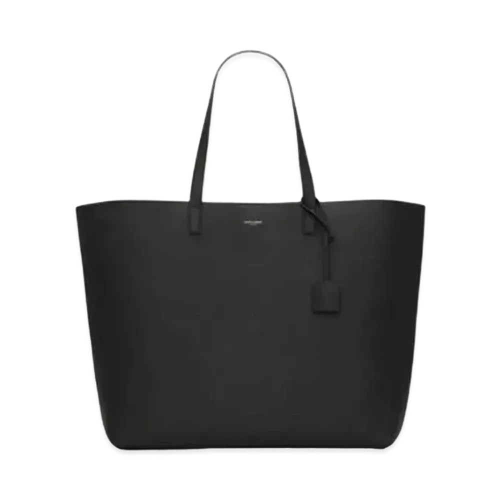 SAINT LAURENT Bold East/West Shopping Bag In Double-Face Smooth Leather "Black"