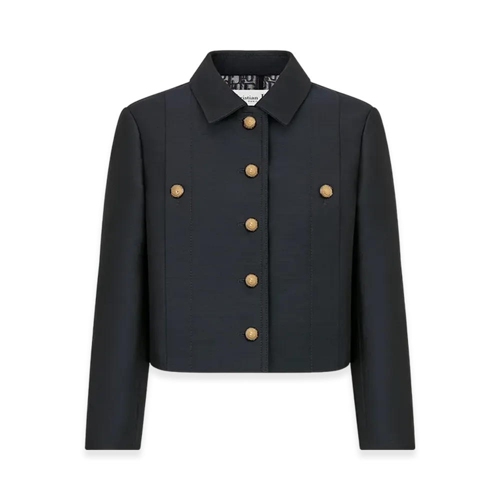 Dior Women's Cropped Jacket Wool Silk "Navy Blue"
