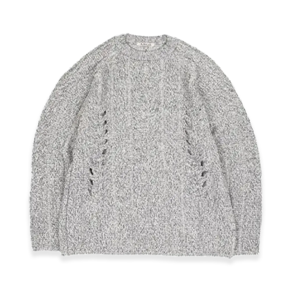 AURALEE Mix Boucle Mesh Knit P/O "Ivory Navy"
