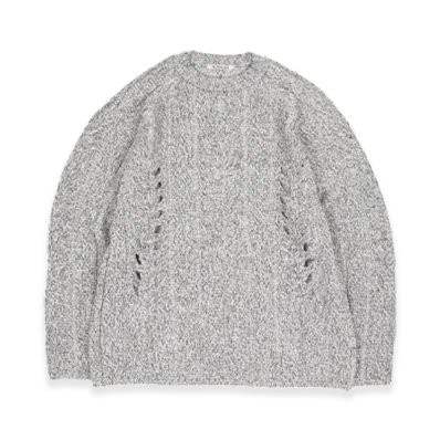 AURALEE Mix Boucle Mesh Knit P/O "Ivory Navy"