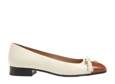 Valentino Garavani Women's Ivory Leather Vlogo Signature Ballerinas "White"
