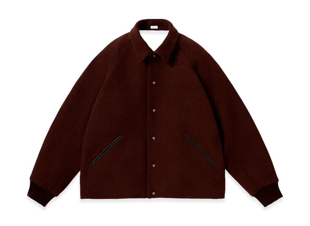 A.PRESSE High Twist Cashmere Melton Coach Jacket "Burgundy"