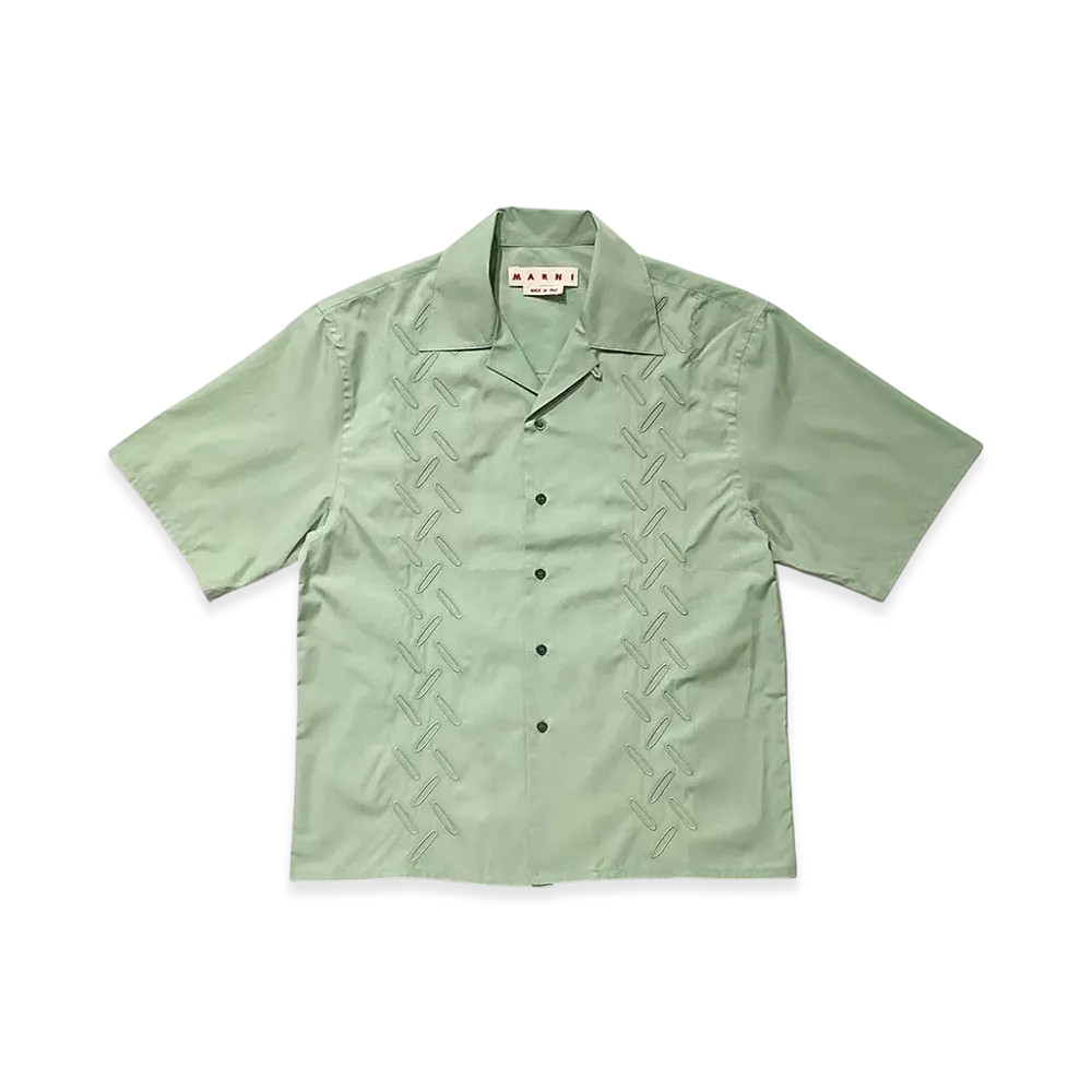 MARNI Short Sleeve Pattern Cotton Shirt "Green"