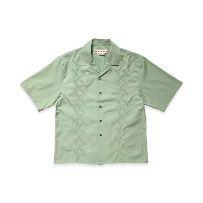 MARNI Short Sleeve Pattern Cotton Shirt "Green"
