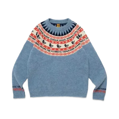 HUMAN MADE DUCK JACQUARD KNIT SWEATER "Blue"
