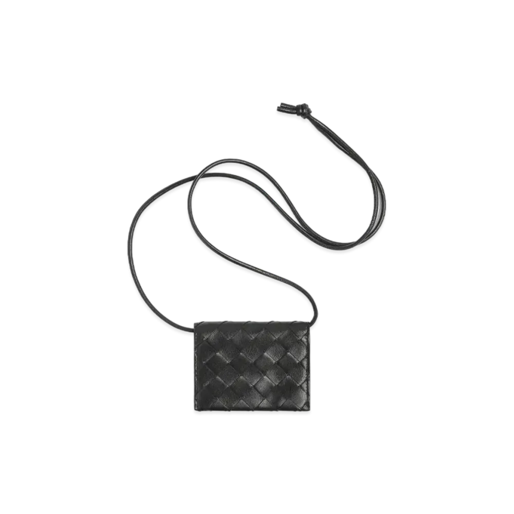 Bottega Veneta Card Case On Strap "Black"