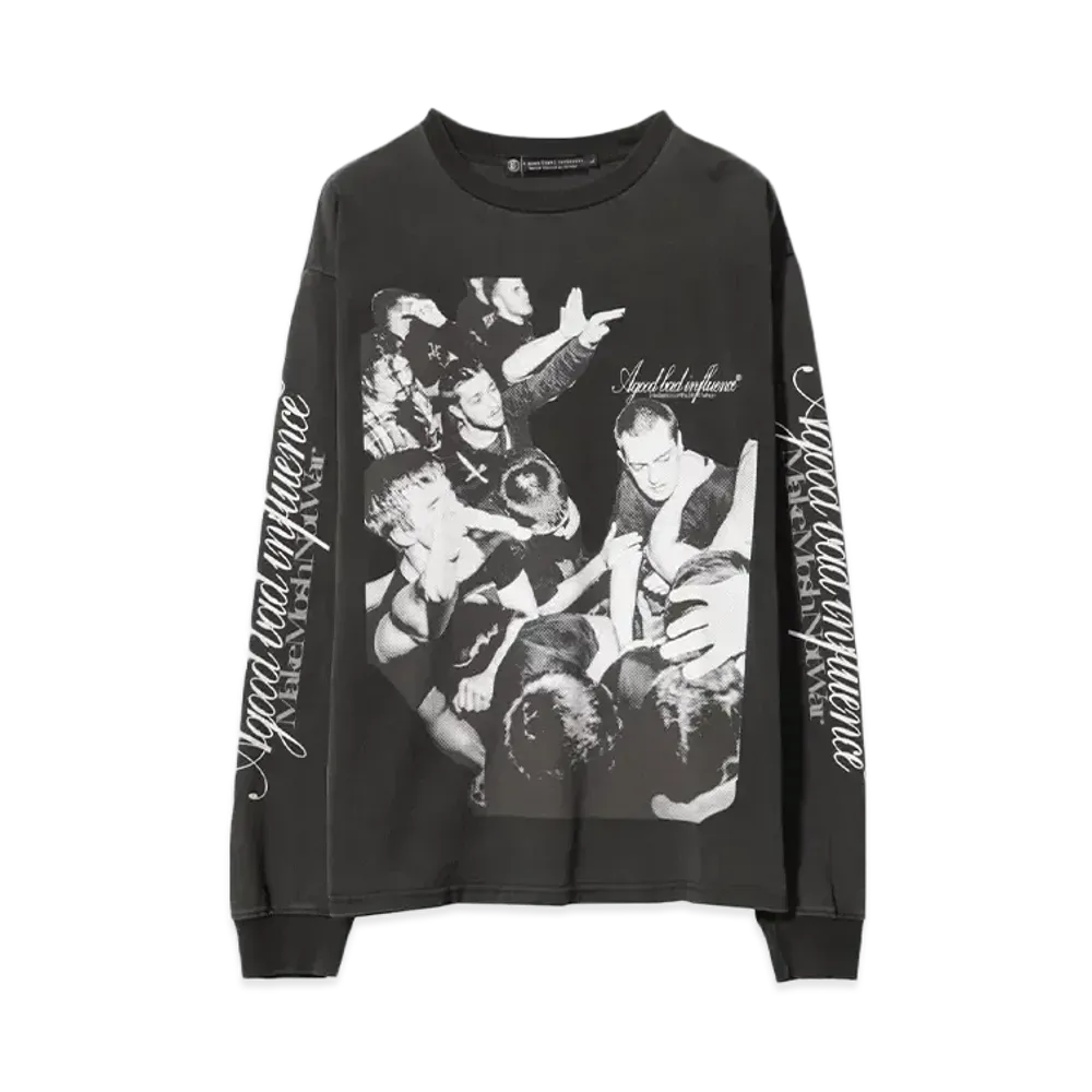 A GOOD BAD INFLUENCE MAKE MOSH NOT WAR L/S T-SHIRT "BLACK"