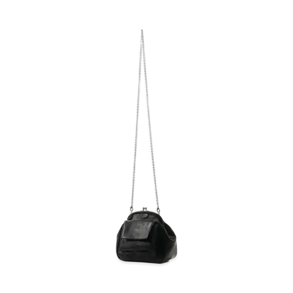 Yohji Yamamoto Y's SEMI GLOSS LEATHER A CLASP PKT BAG S "Black"