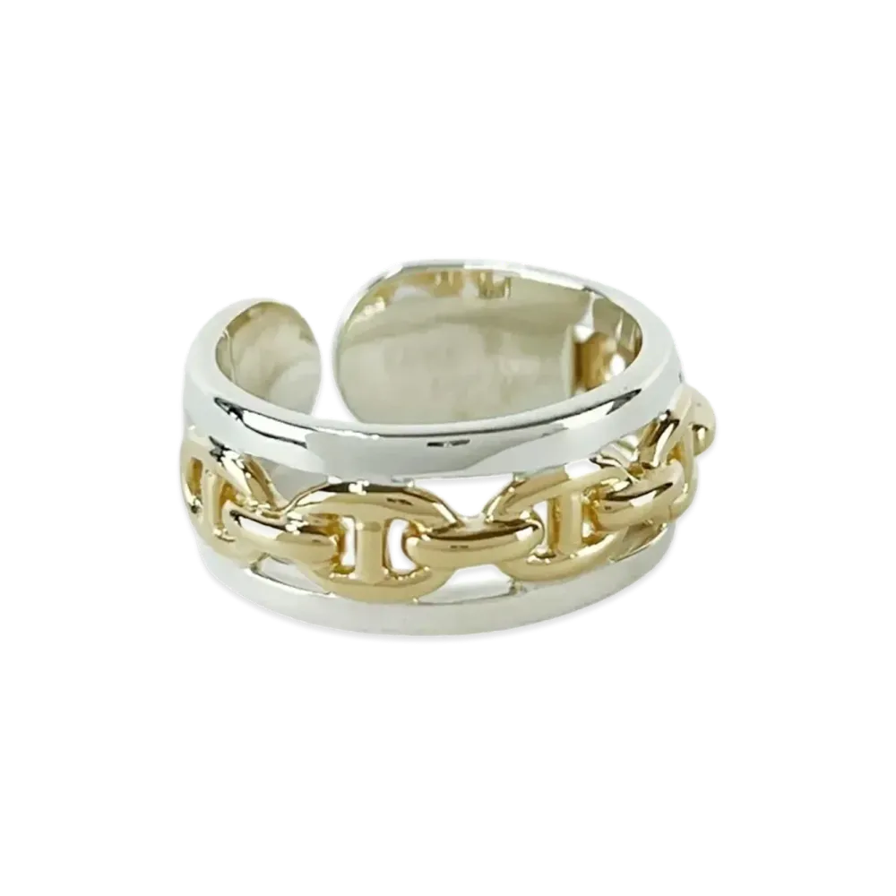 Hermes Chaine D'ancre Enchainee Ring "Silver/Gold"