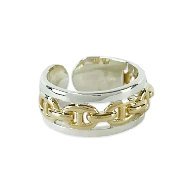 Hermes Chaine D'ancre Enchainee Ring "Silver/Gold"