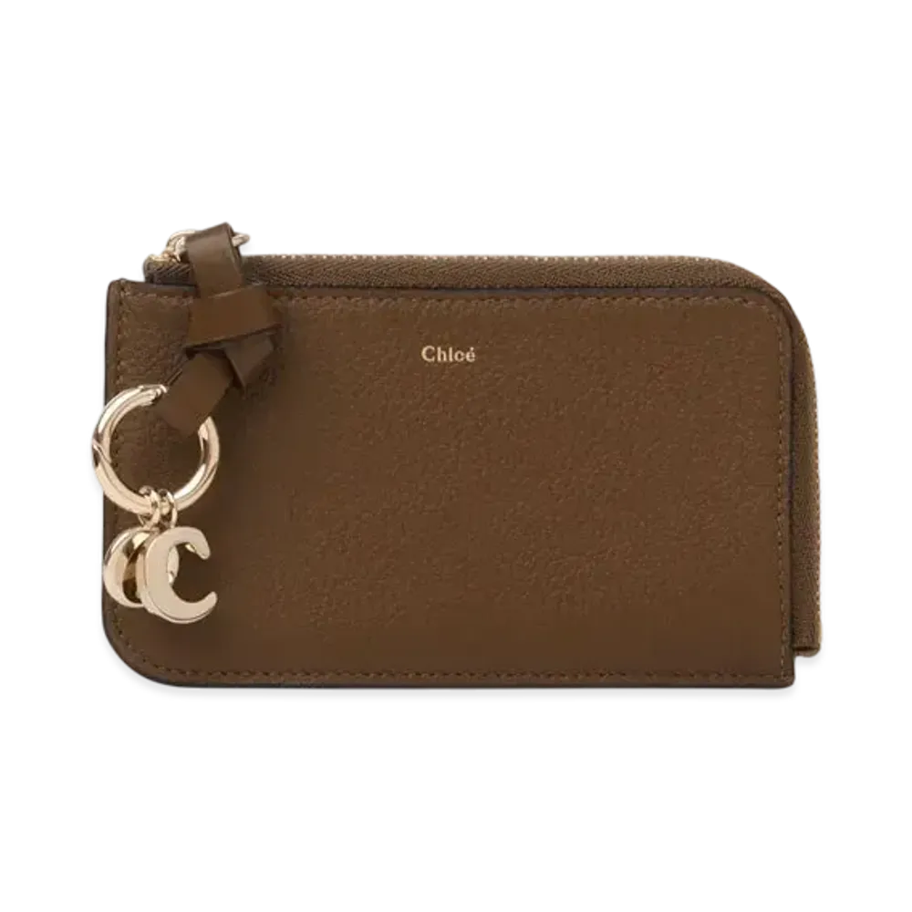 Chloe Alphabet wallet in grained leather "Dark Khaki"