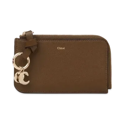 Chloe Alphabet wallet in grained leather "Dark Khaki"