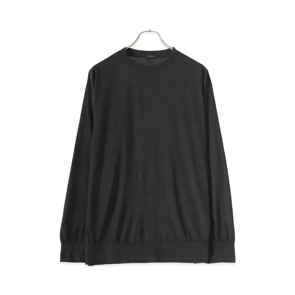 COMOLI Summer Wool Long Sleeve Crew "Charcoal"