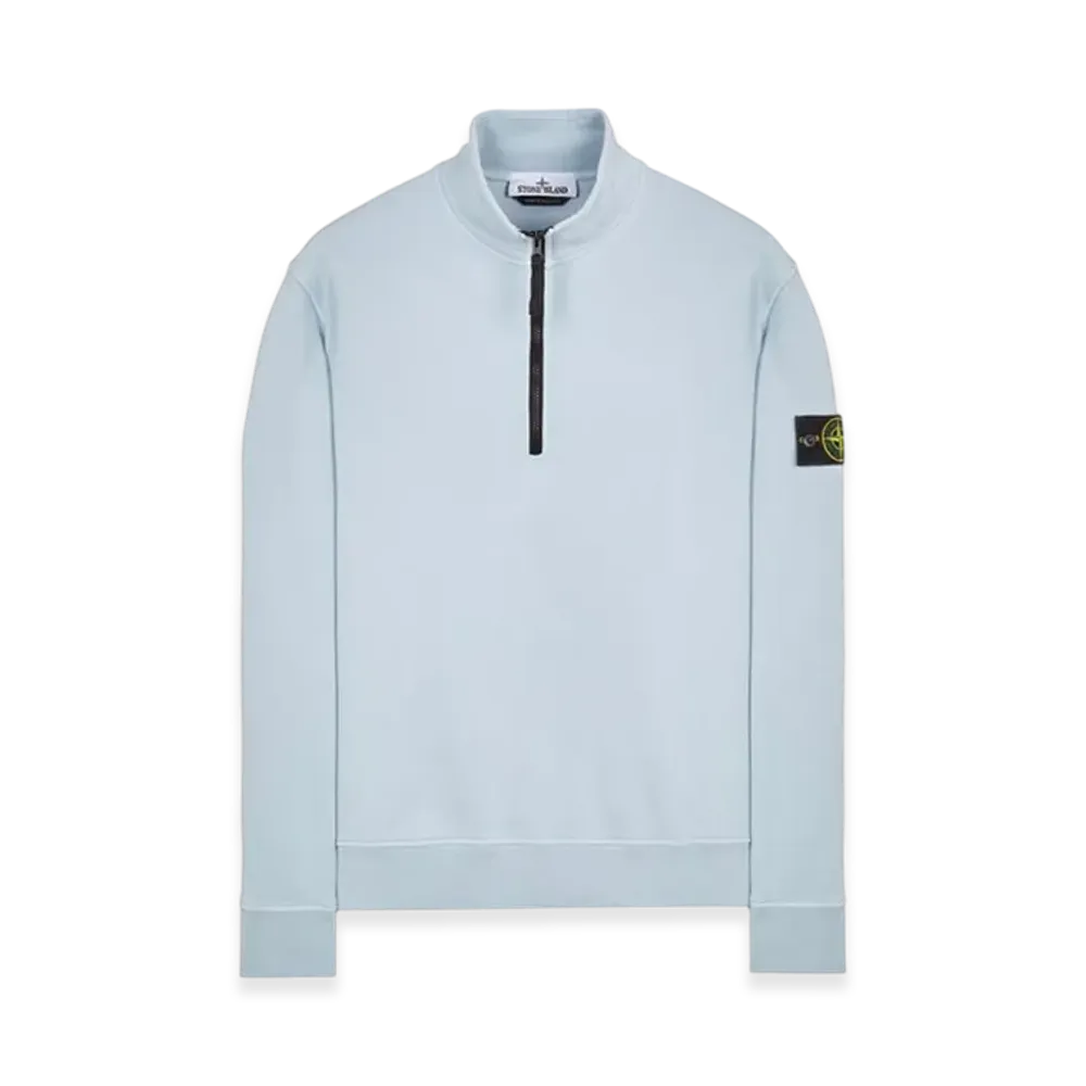 Stone Island 61951 Cotton Fleece Garment Dyed Half Zip Sweatshirt - 24SS "Sky Blue"