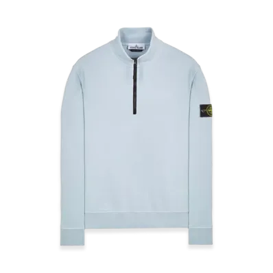 Stone Island 61951 Cotton Fleece Garment Dyed Half Zip Sweatshirt - 24SS "Sky Blue"