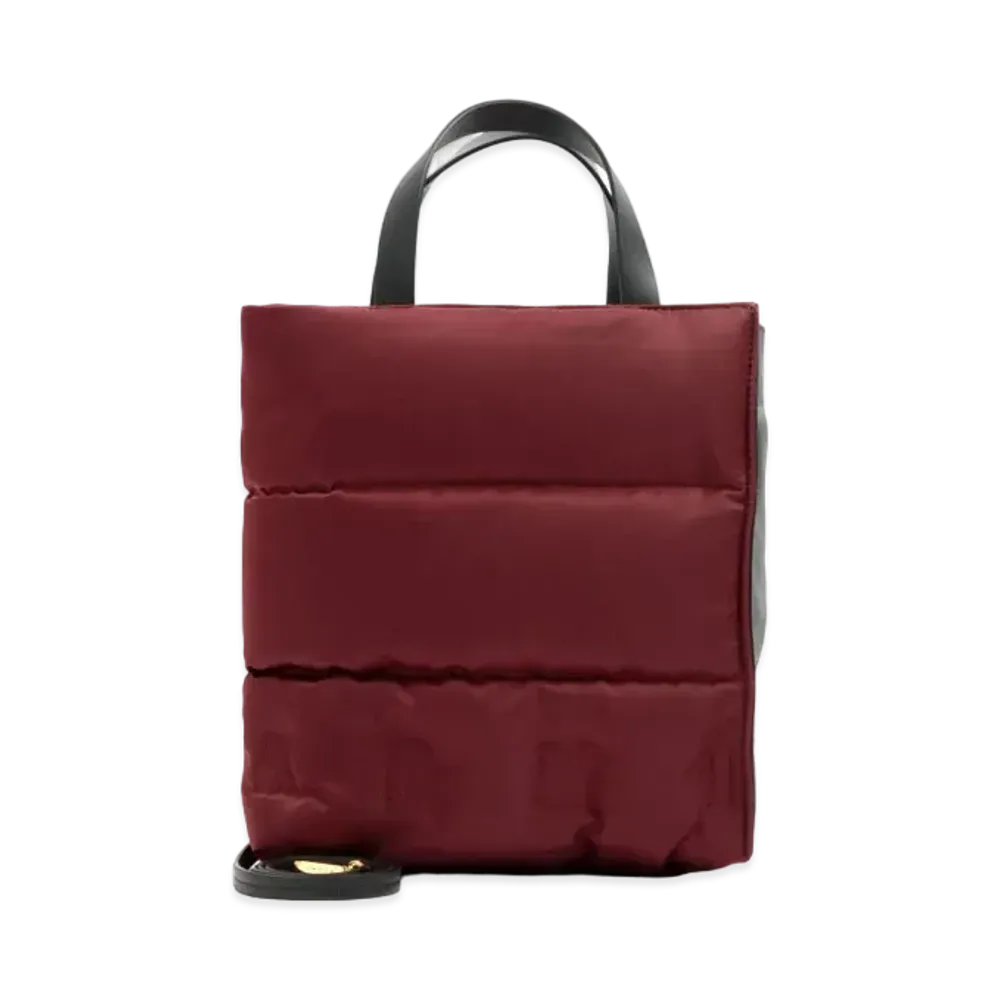 Marni Red Museo Soft Tote Bag In Quilted Nylon "China Red/Black"