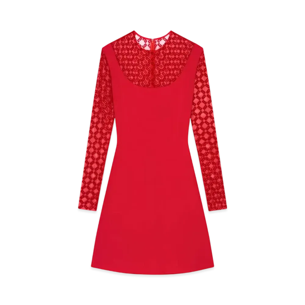 GIVENCHY Dress In Jersey and Monogram 72 Tulle "Red"