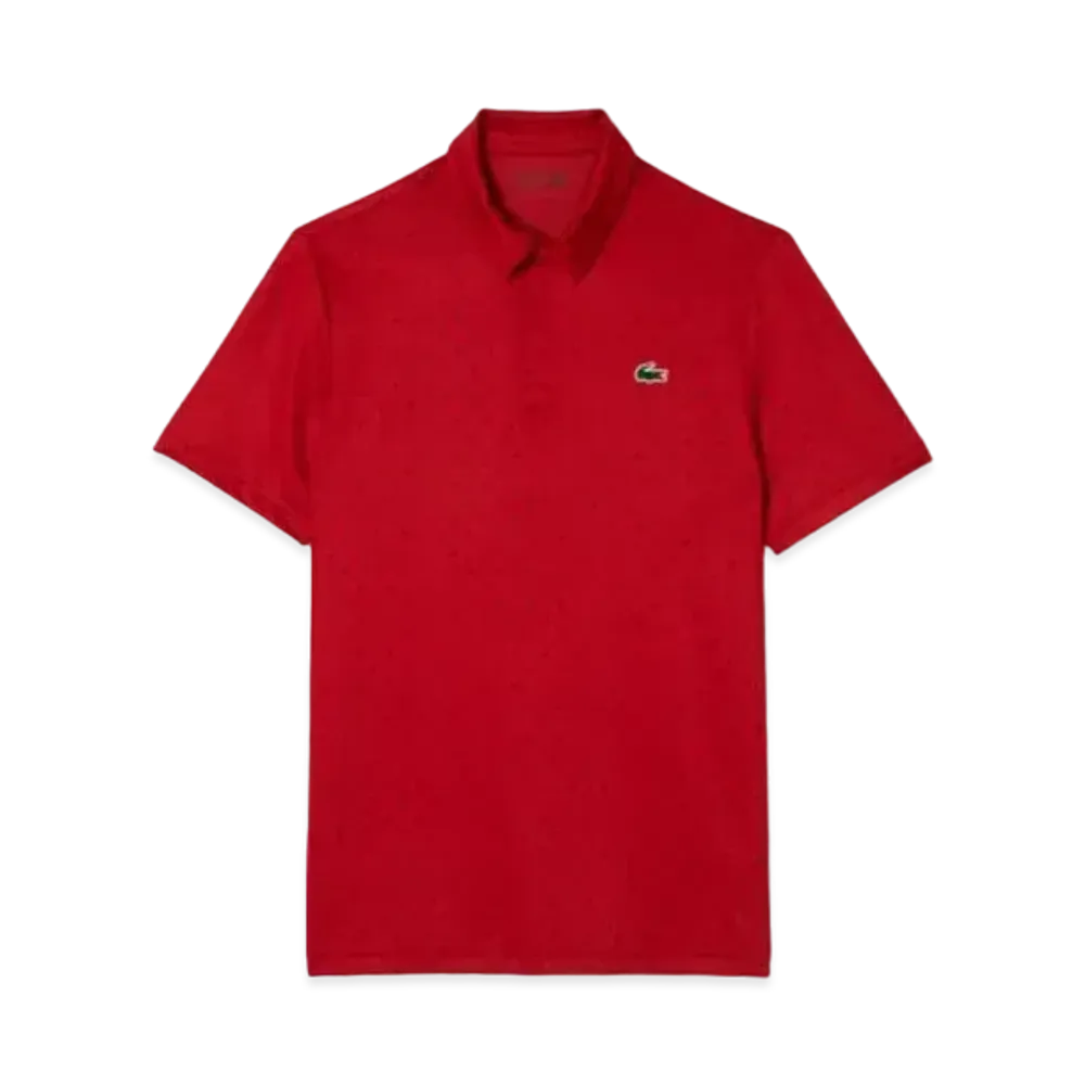 LACOSTE Minimum Allover Print Golf Polo Shirt "Bordeaux"